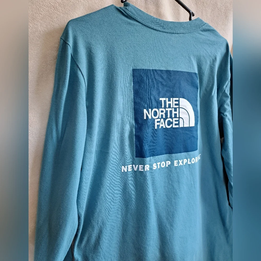 The North Face Long Sleeve Tee in Teal with White Logo